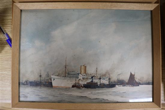 Herbert Touzech Ahier, Shipping scenes Largest 27 x 37cm